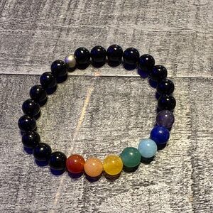 7 Chakra Bead Bracelet with gold detail